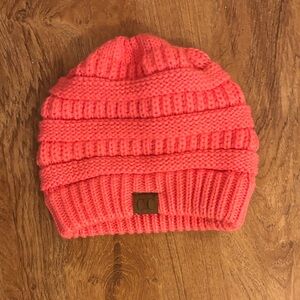 CHANEL Kids Bright Pink Knit Hat